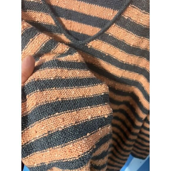 Free People Striped Long-Sleeve Knit Tunic Dress, Deep V-Back In Orange Black,XS - Picture 8 of 10